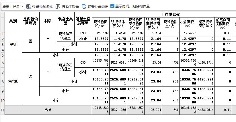 面积工程量