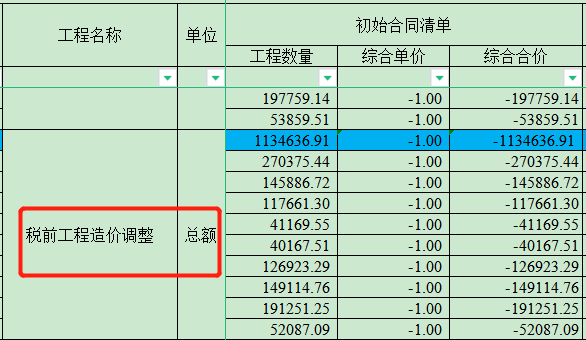 税前工程造价