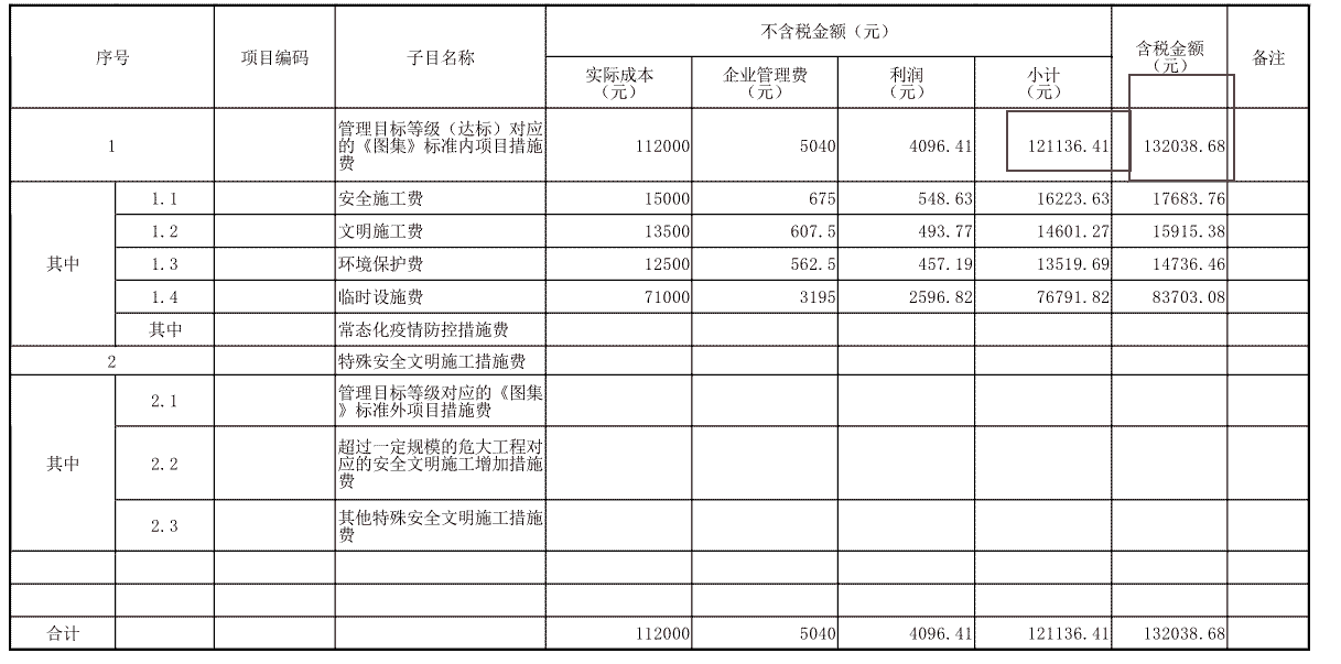 安全文明施工费