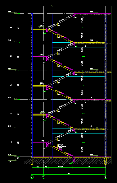 长短跑楼梯剖面图图片