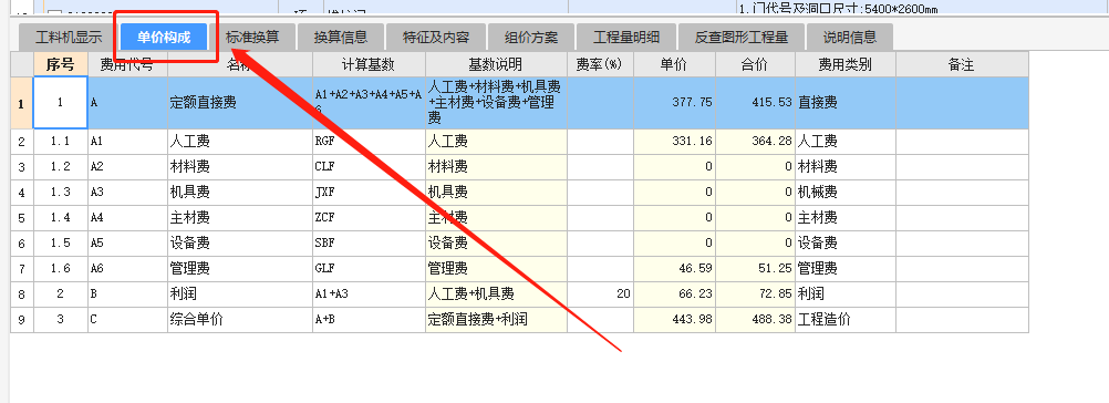 综合单价不