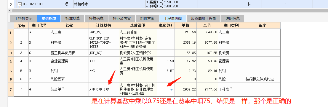 综合单价下浮