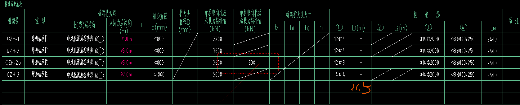 桩表