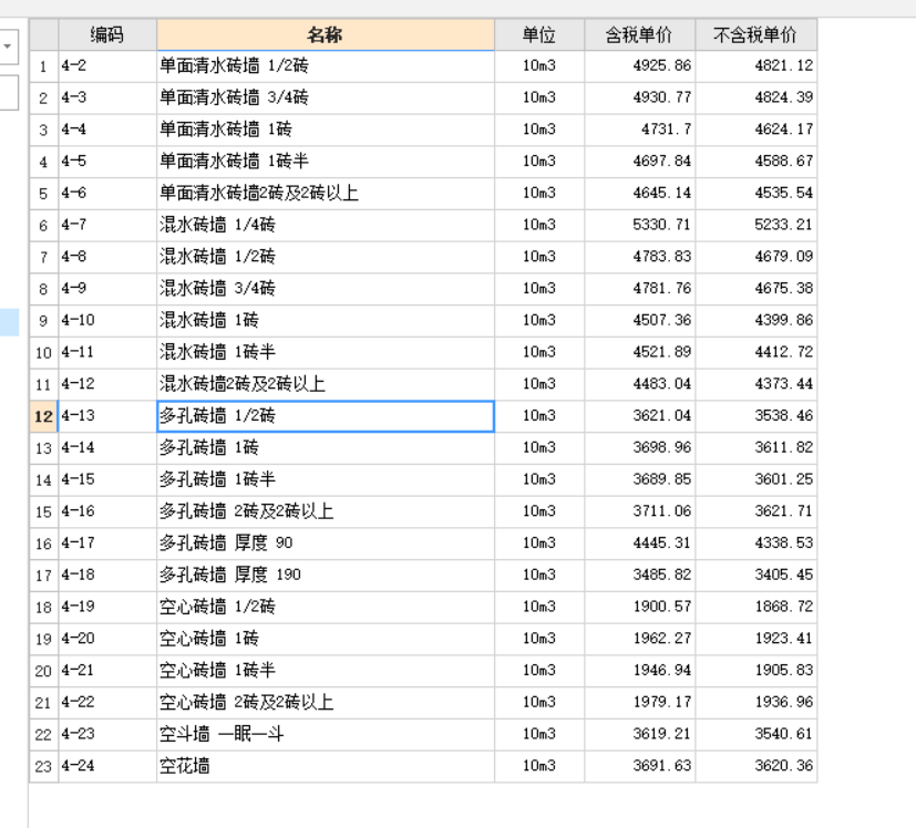 多孔砖墙价格