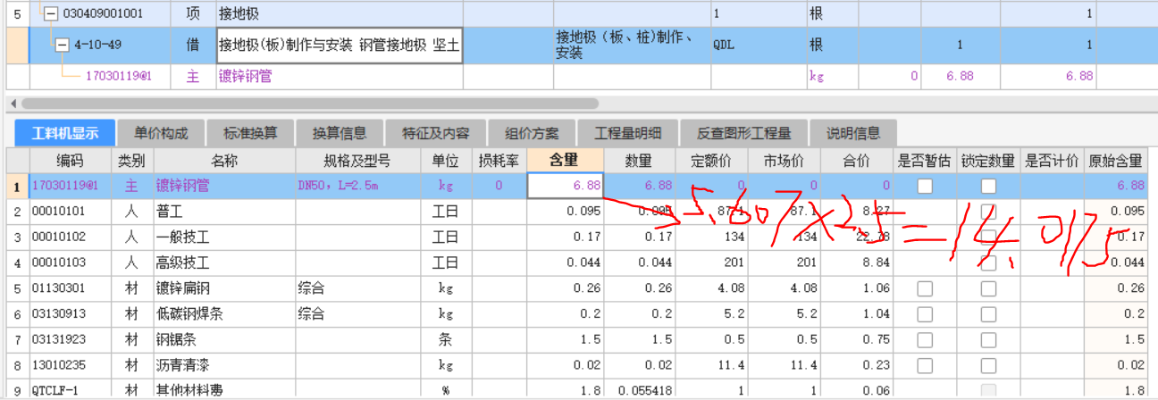 定额含量