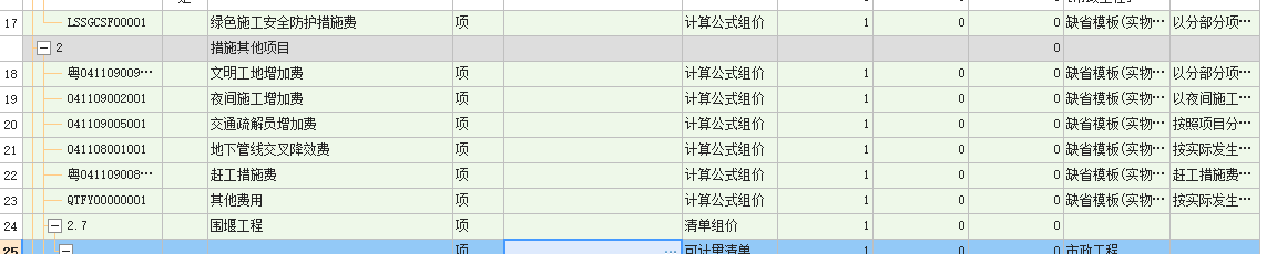 措施项