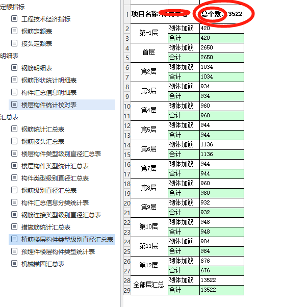 汇总表