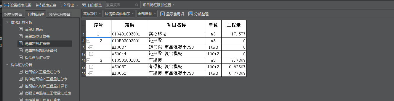 程量表达式