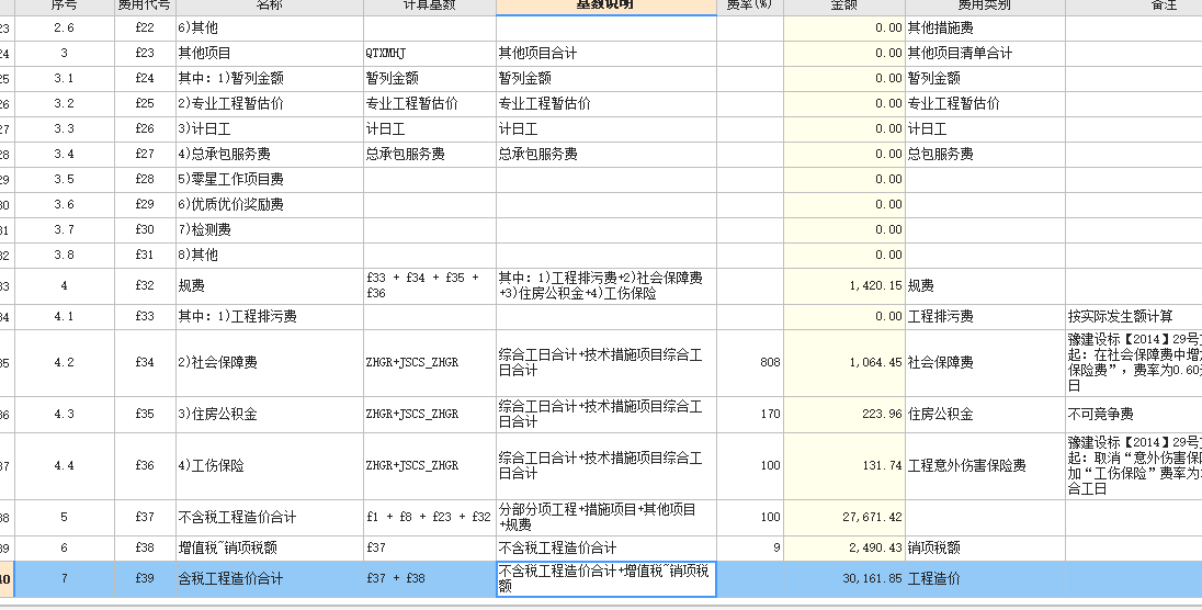 费用汇总
