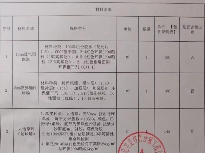 人工草坪套定额