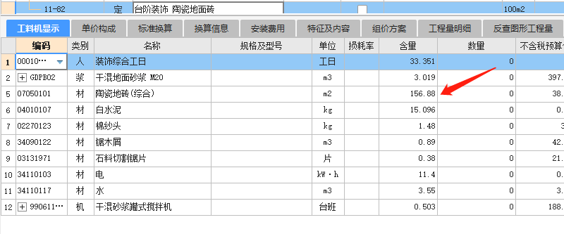 子目含量