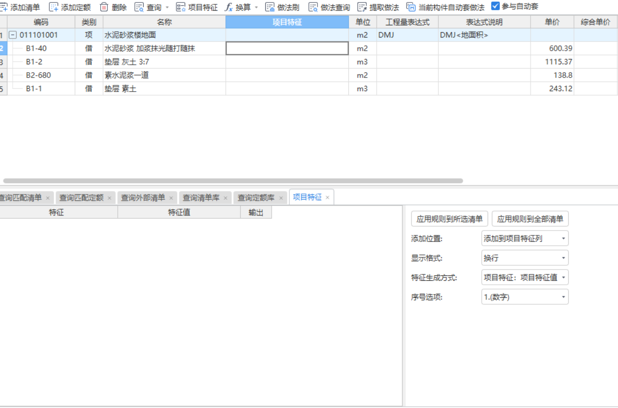 项目特征