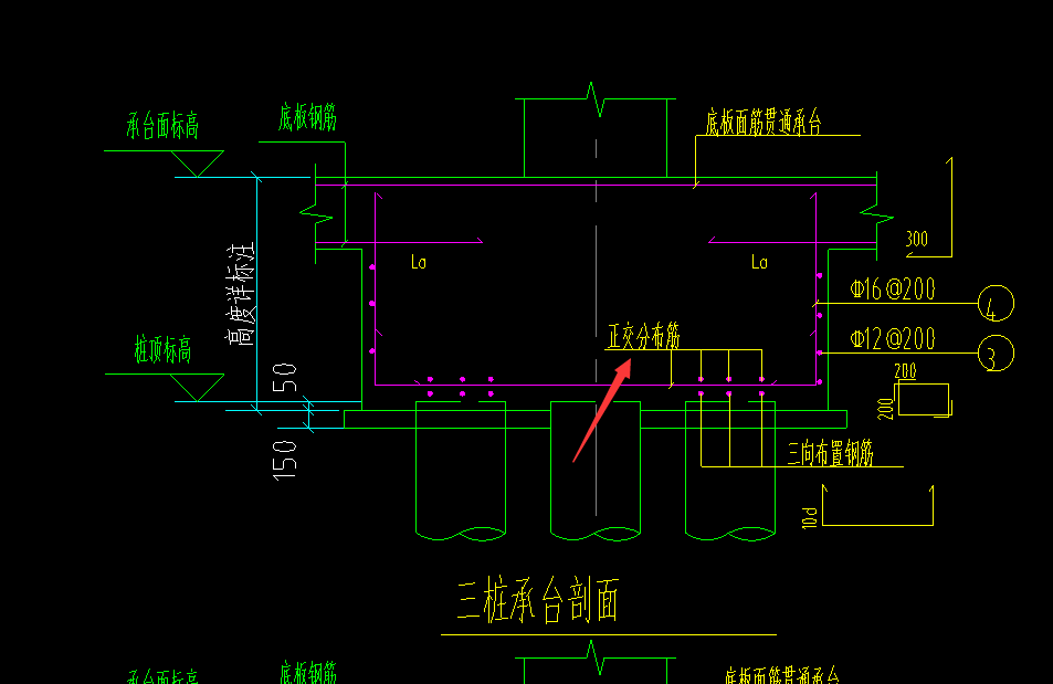 矩形的三桩承台