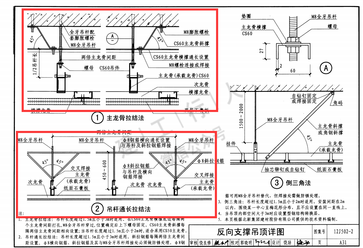 吊顶反支撑