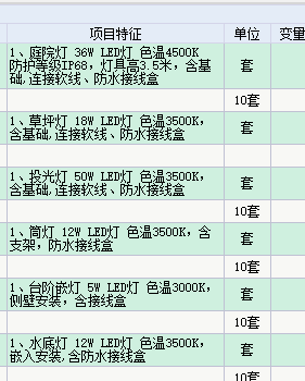 项目特征