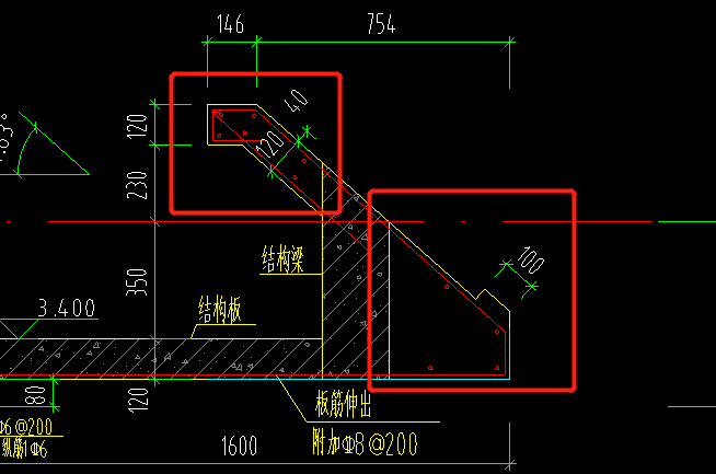 挑檐这里有结构梁,我是需要分开这两部分画嘛-服务新干线答疑解惑