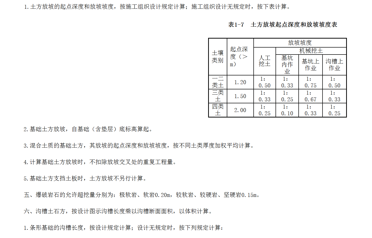 放坡系数