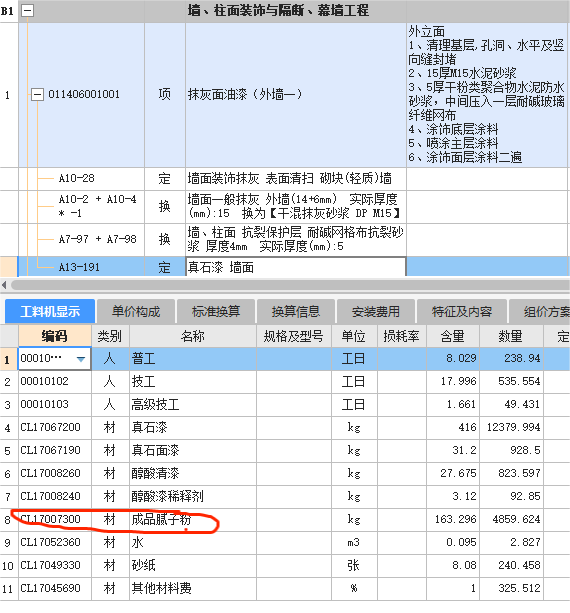 项目特征