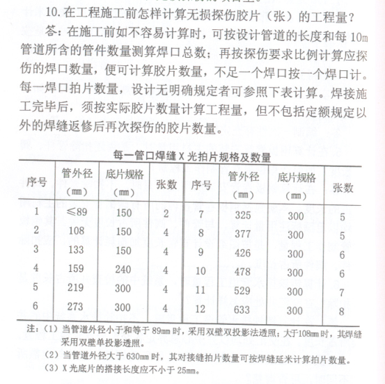 探伤工程量计算