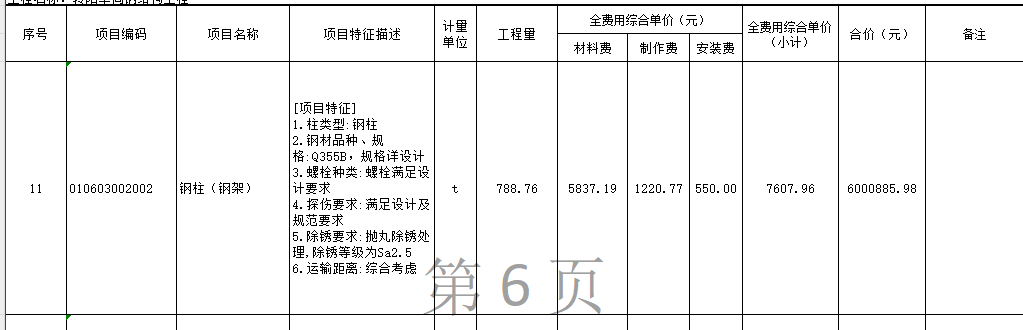 固定综合单价