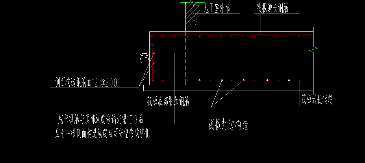 筏板侧面构造钢筋