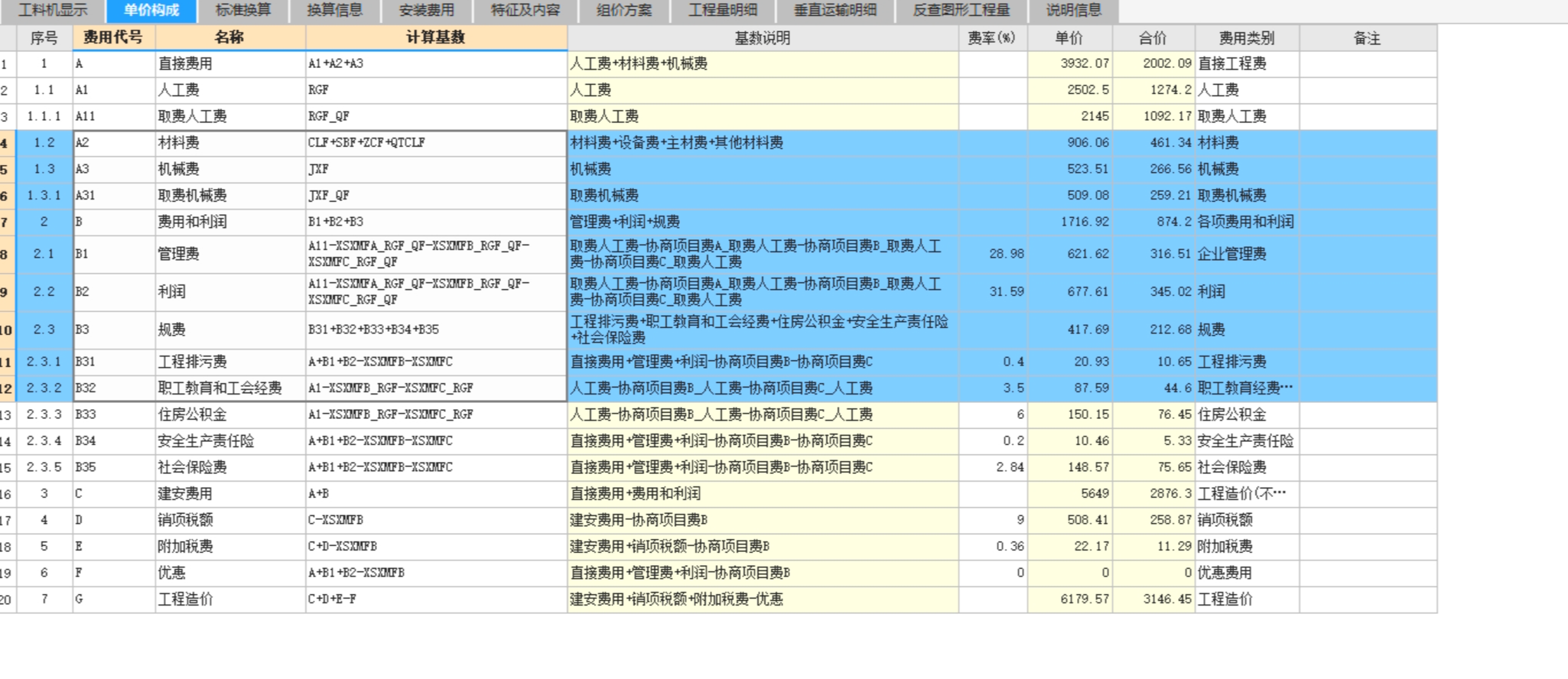 综合单价表