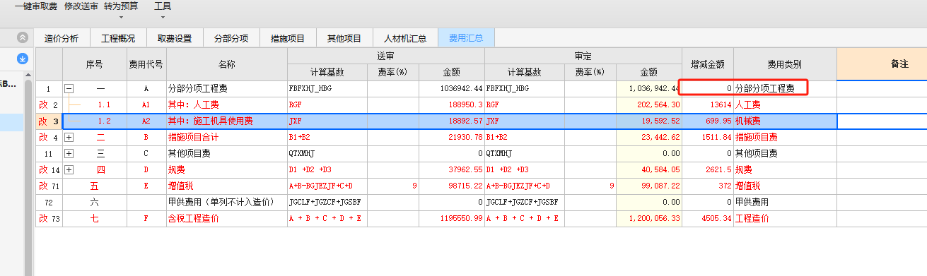 费用汇总
