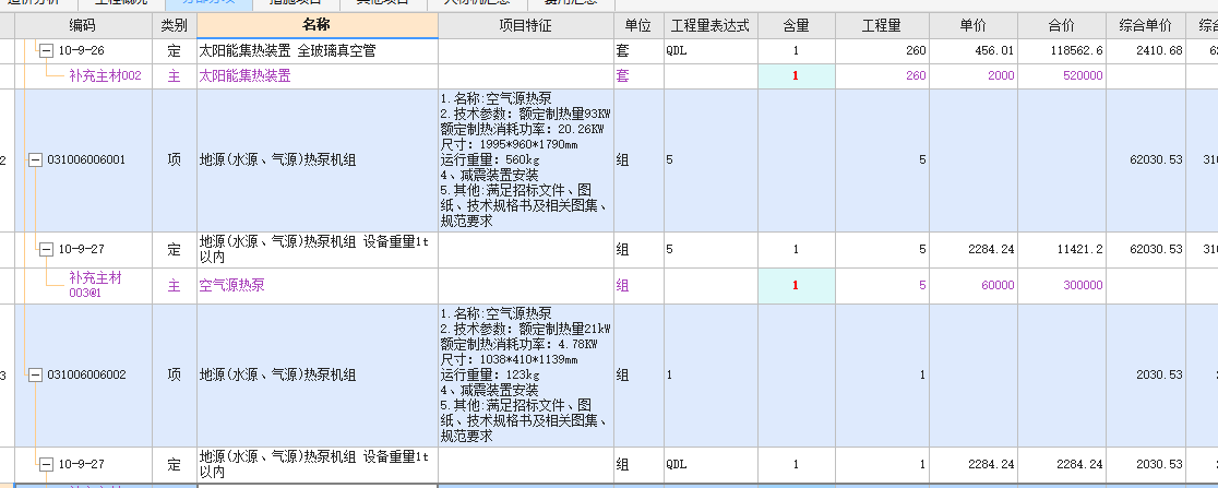 项目特征