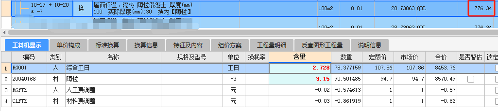 综合单价不