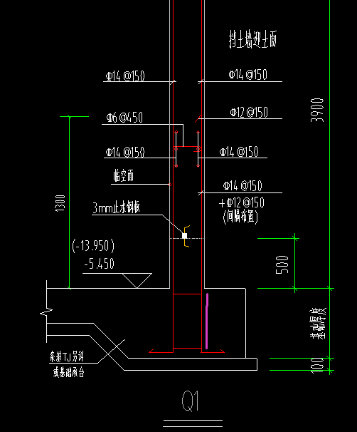 筏板锚固