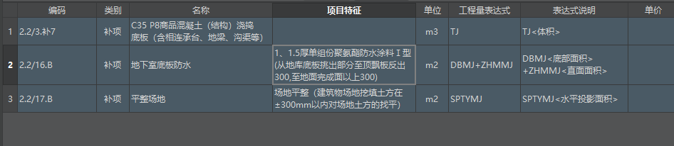 程量表达式
