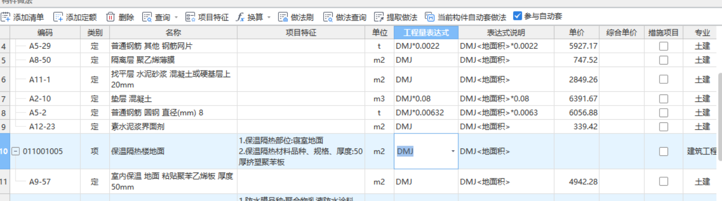 程量表达式