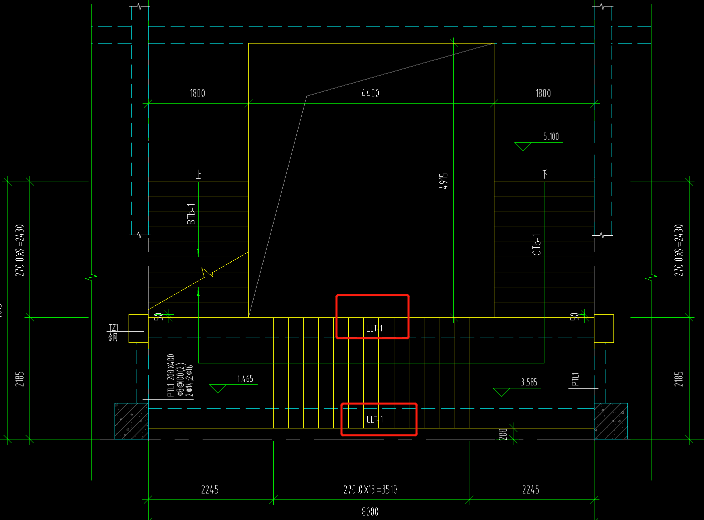 三跑楼梯怎么设置计算钢筋
