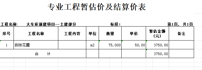 专业工程暂估价