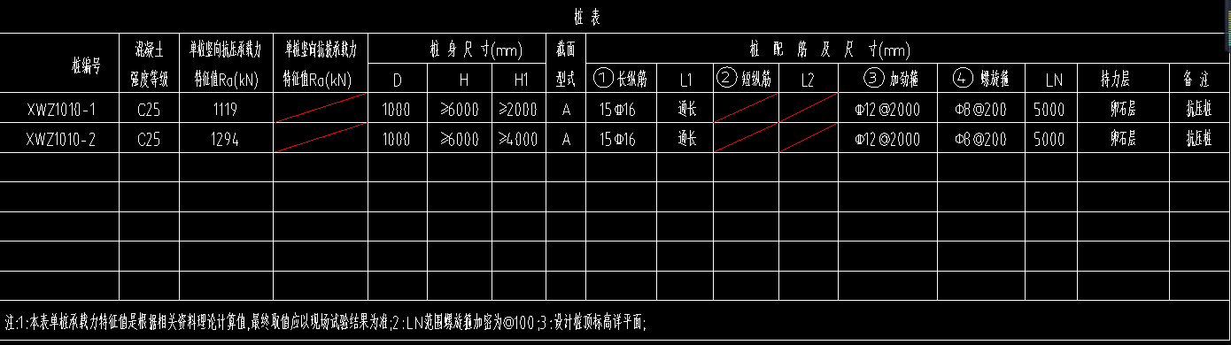 桩表