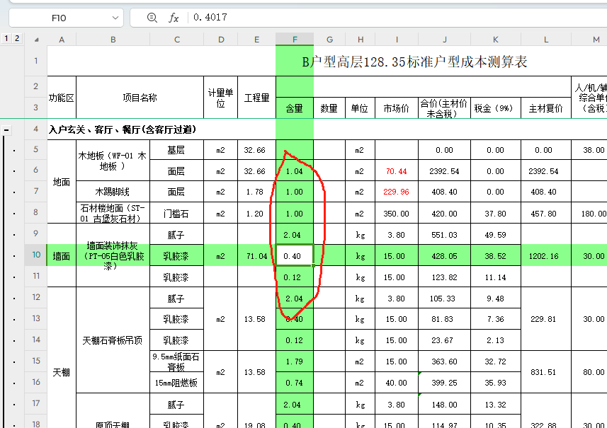 装修工程量