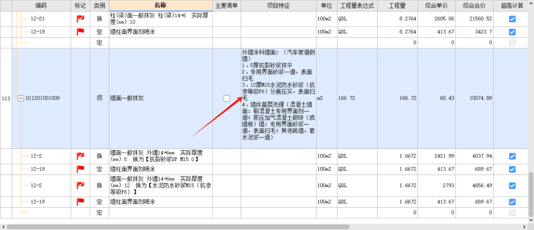 项目特征