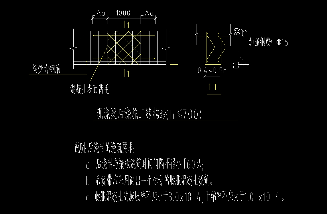 后浇带侧面筋