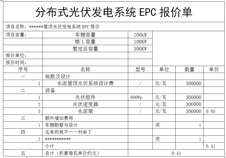 固定综合单价