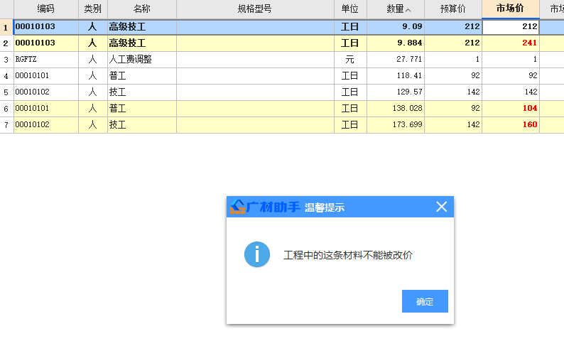 人工单价
