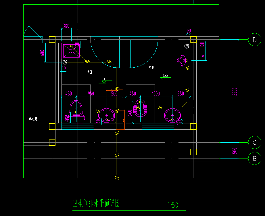 厕所排水管平面图图片