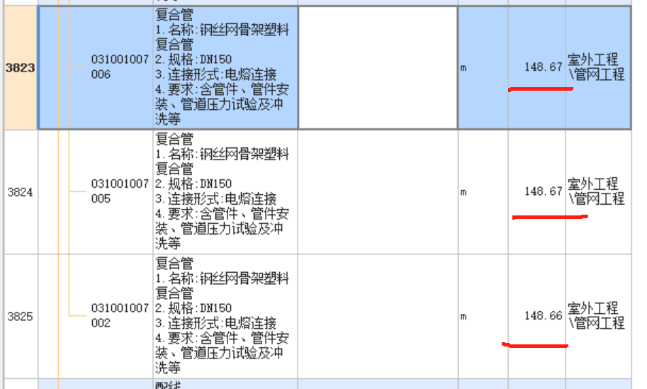 相同清单项