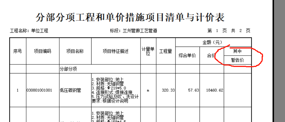 措施项