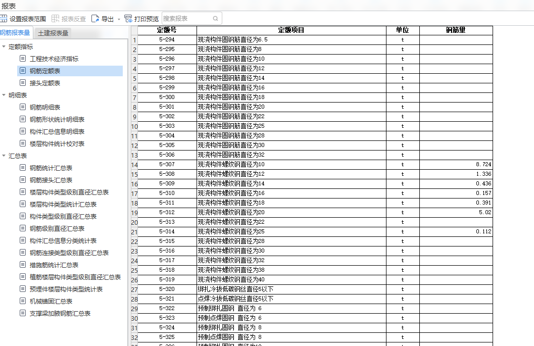 表格算量