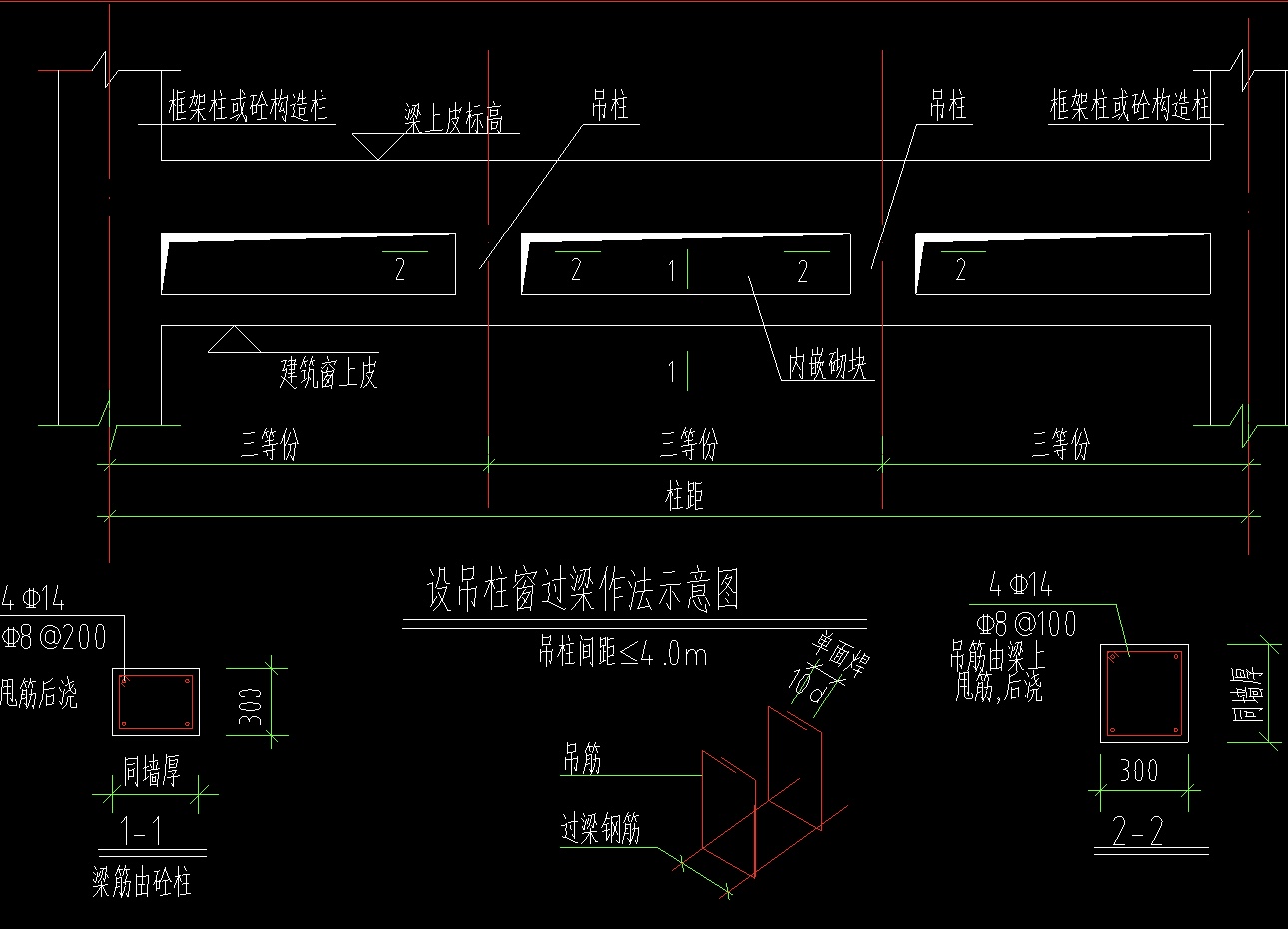 梁下吊柱做法图集图片