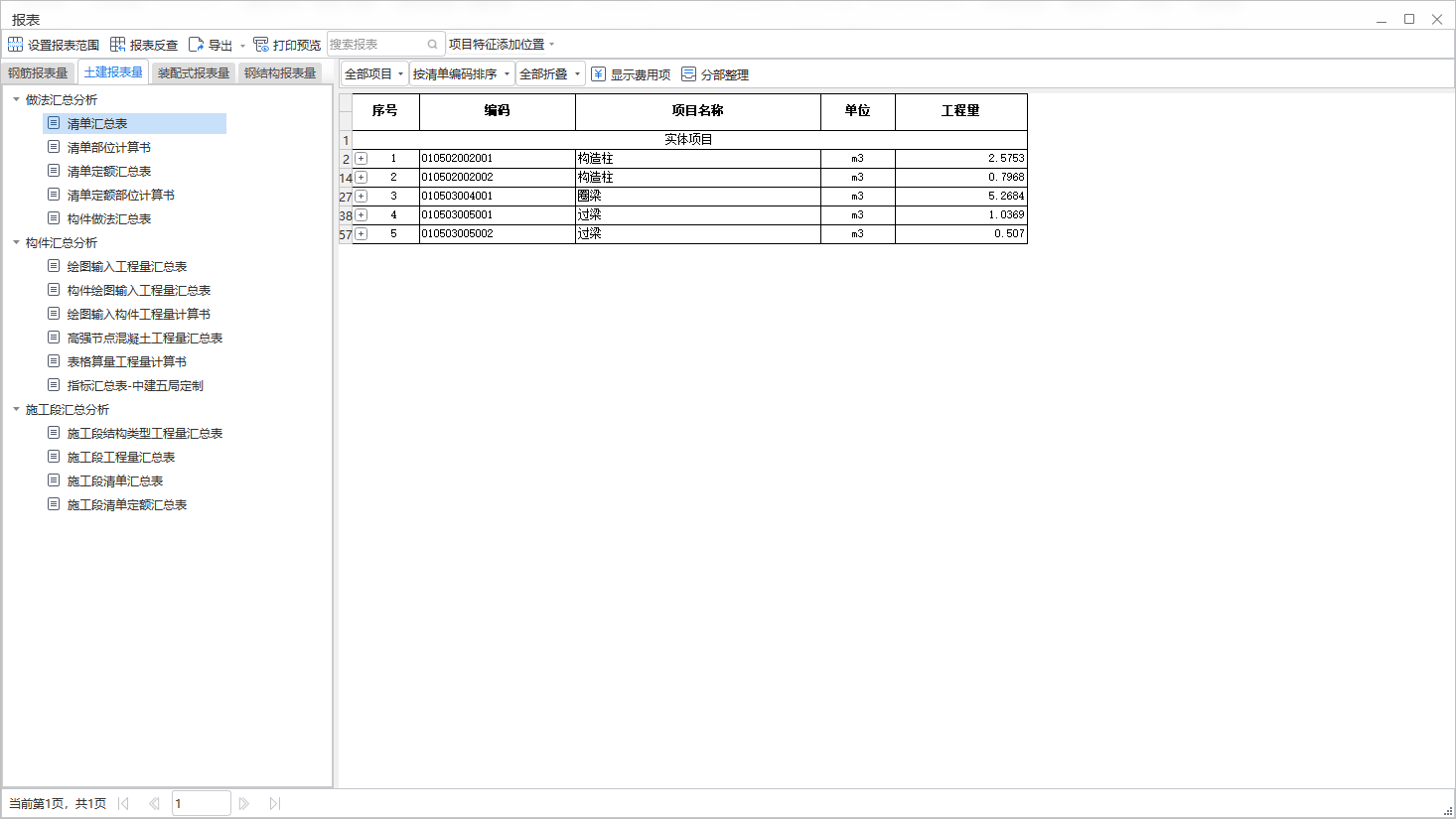 汇总表