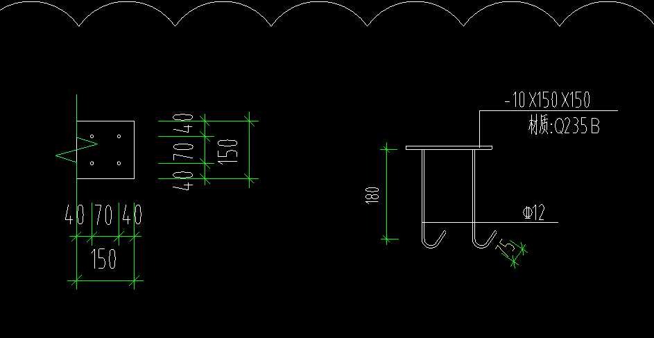 钢筋弯钩在图纸上画法图片