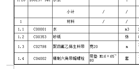 主材表