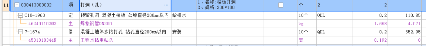开洞套什么定额