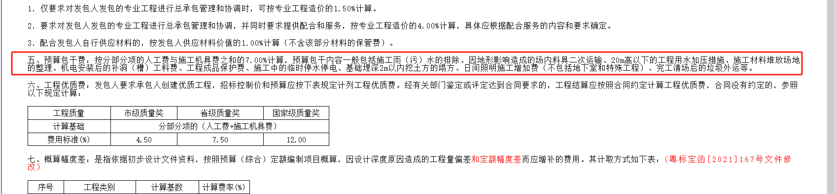 包干费